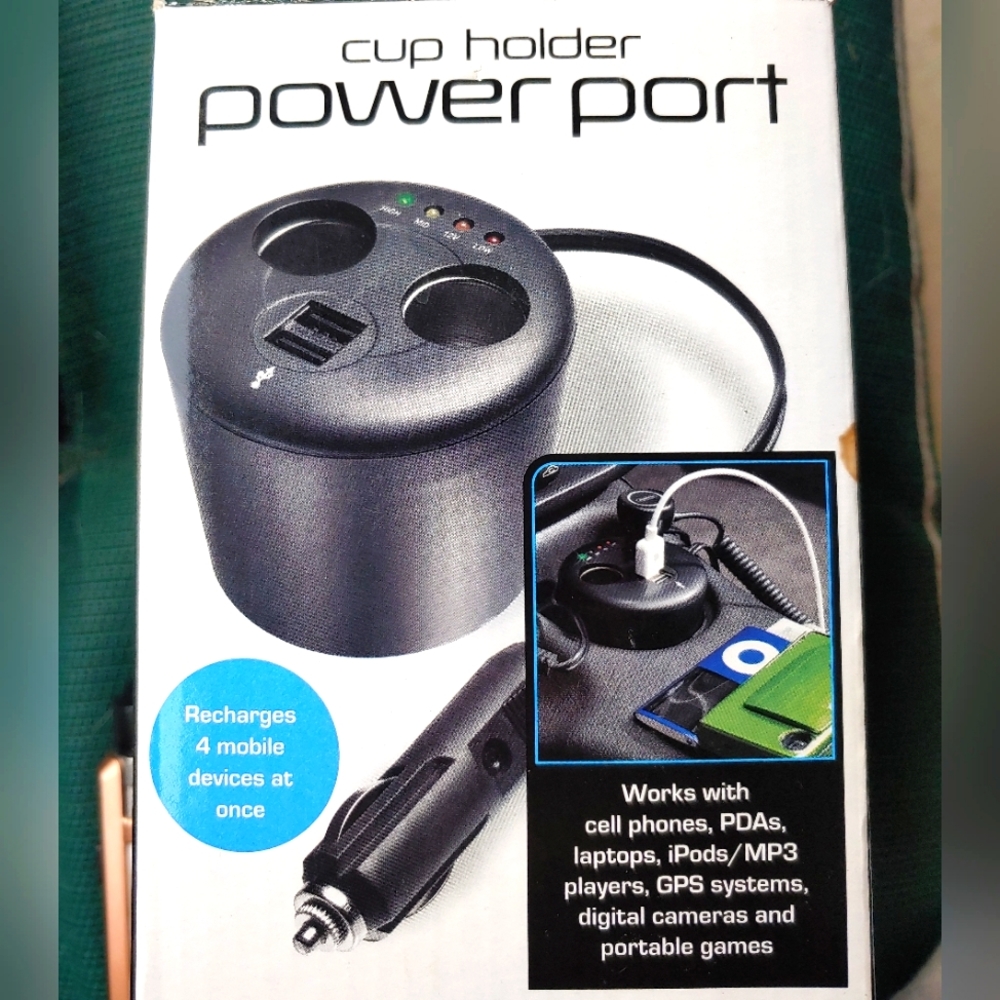 Cup holder power port